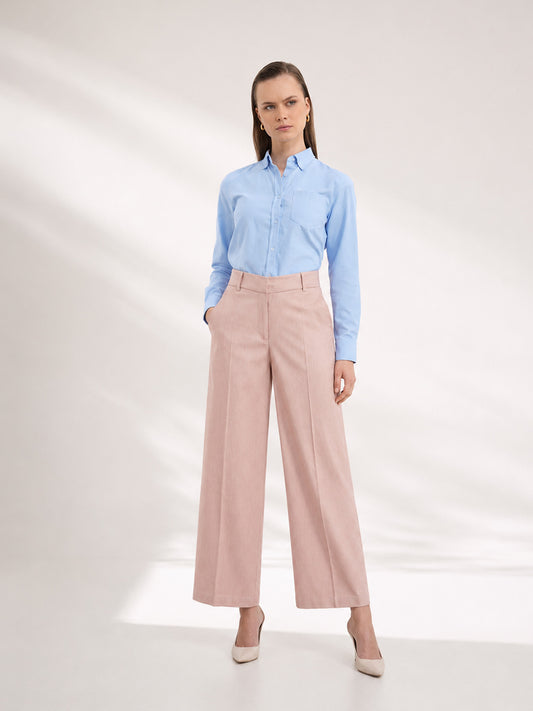 Cotton Linen Flared Culottes - Beige