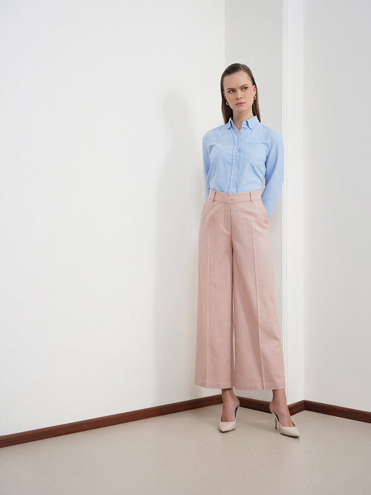 Cotton Linen Flared Culottes - Beige