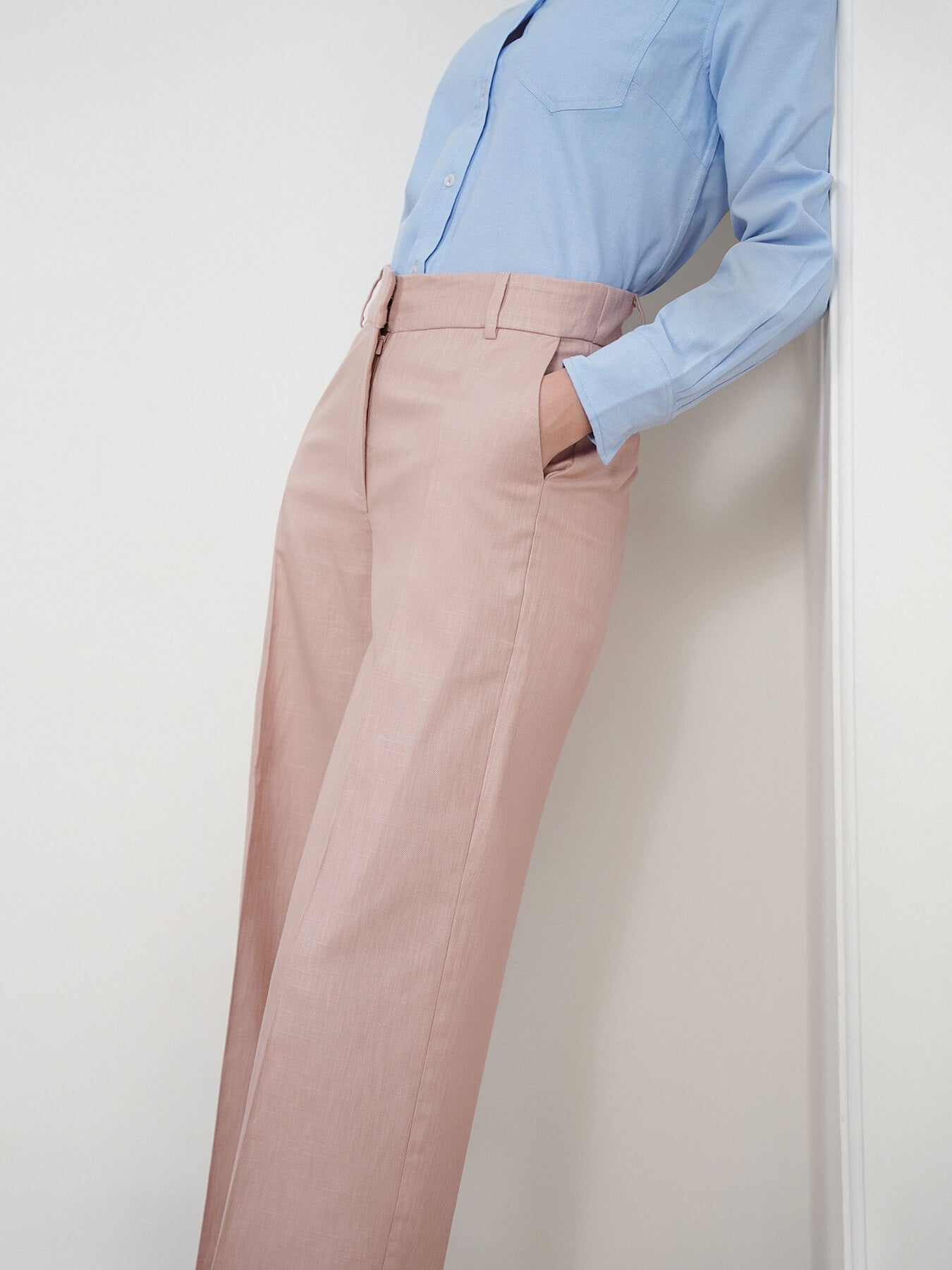 Cotton Linen Flared Culottes - Beige