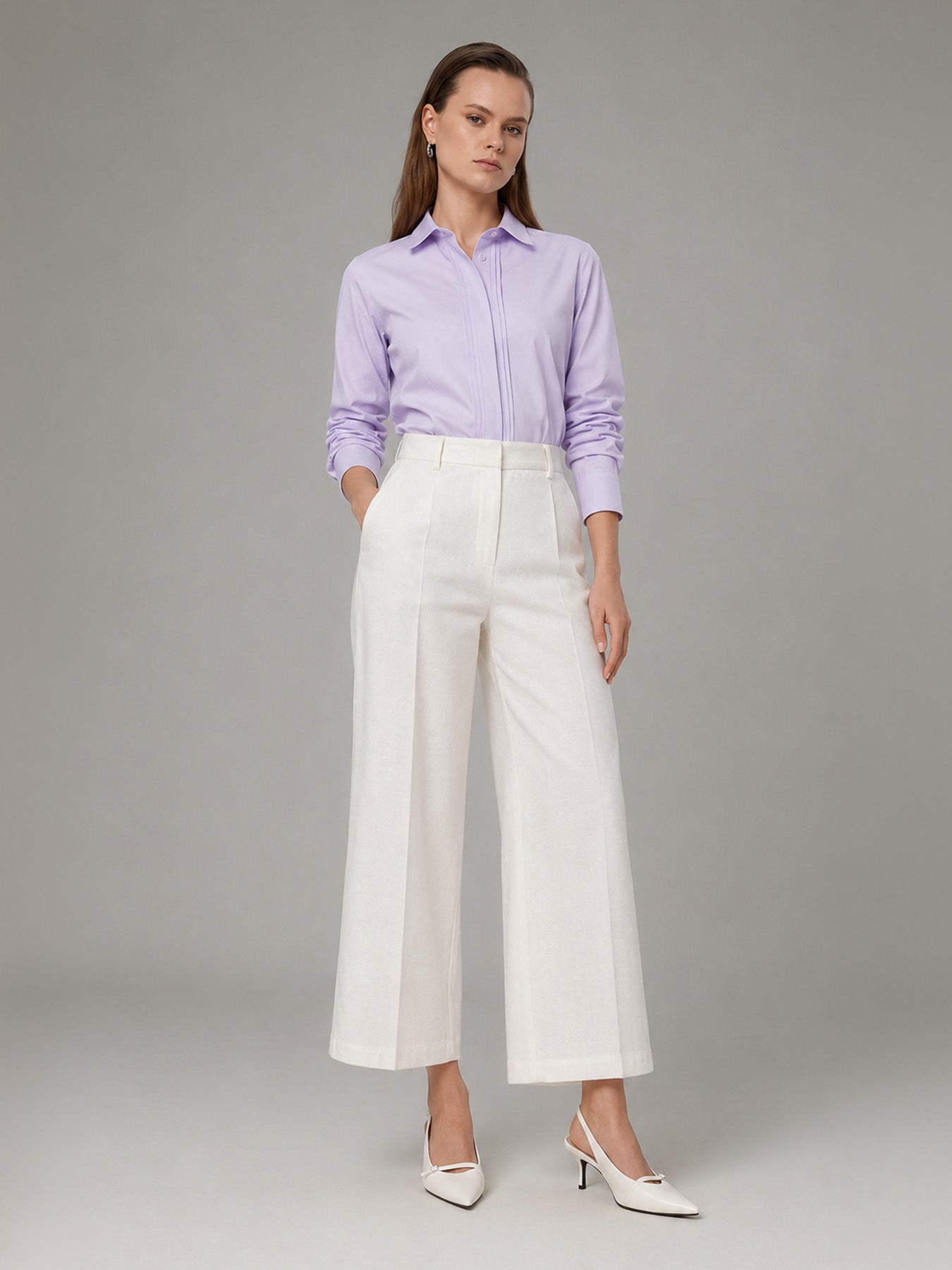 Cotton Linen Flared Culottes - Off White