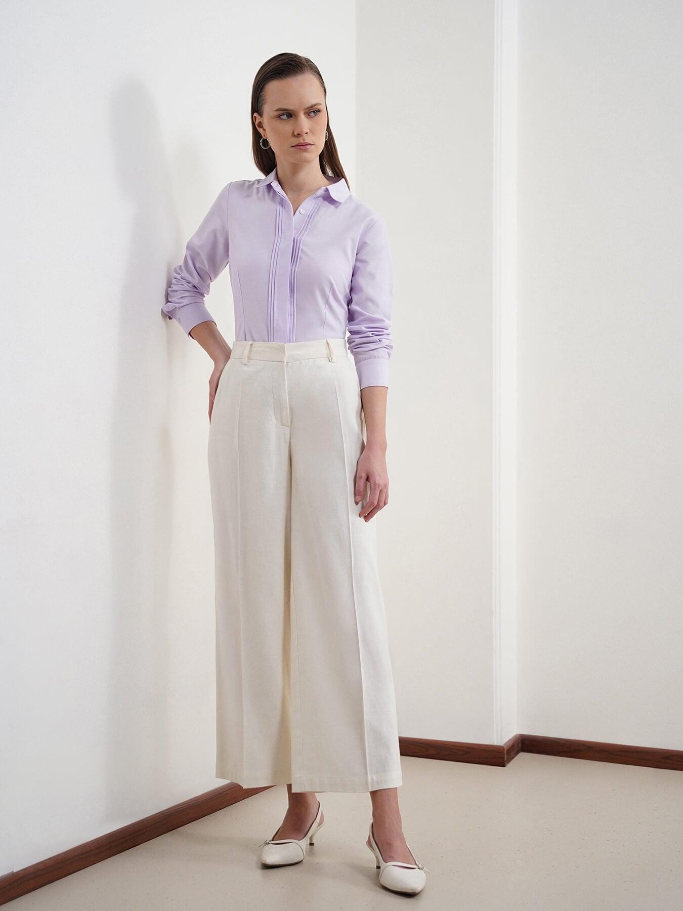 Cotton Linen Flared Culottes - Off White