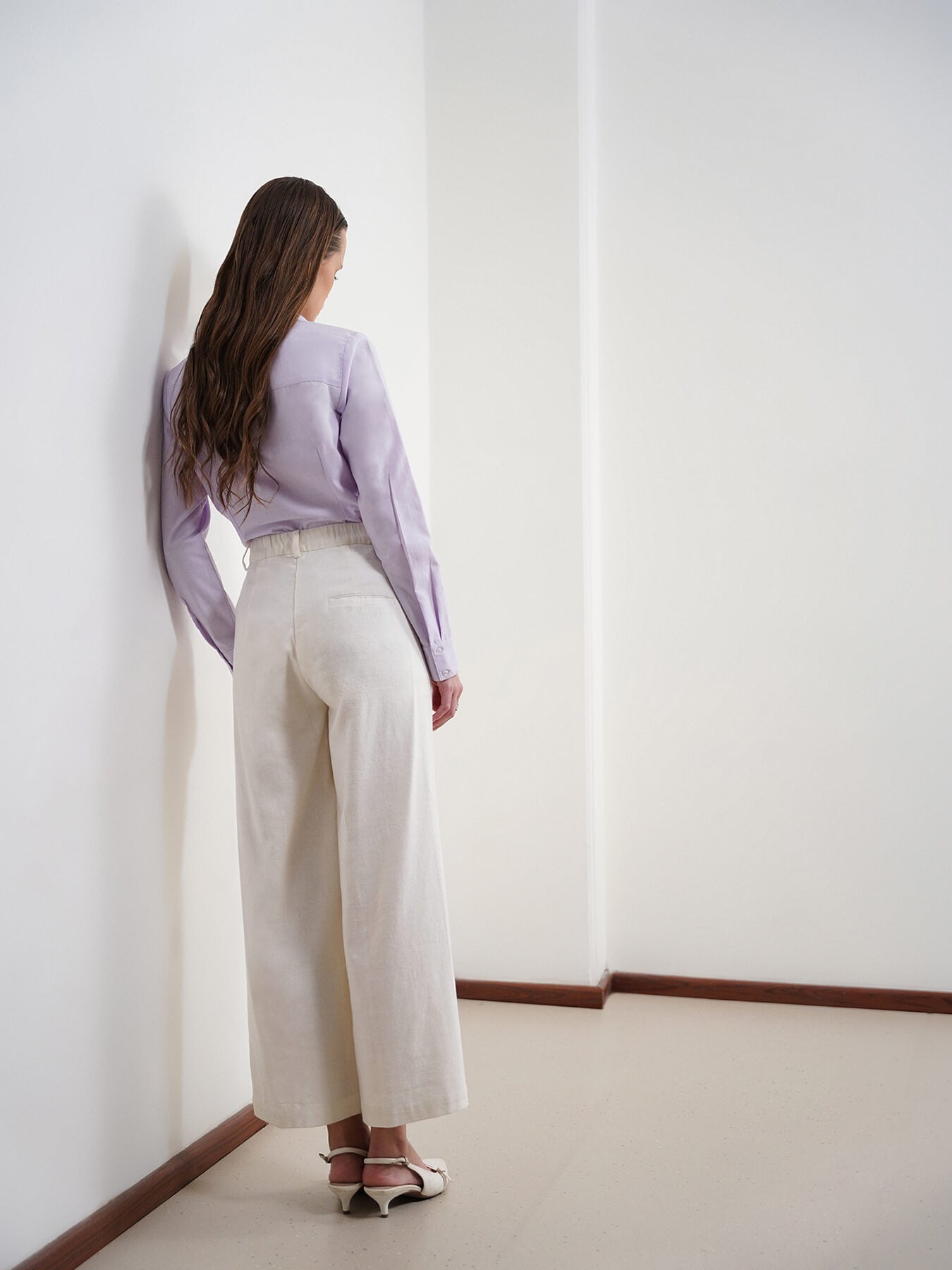 Cotton Linen Flared Culottes - Off White