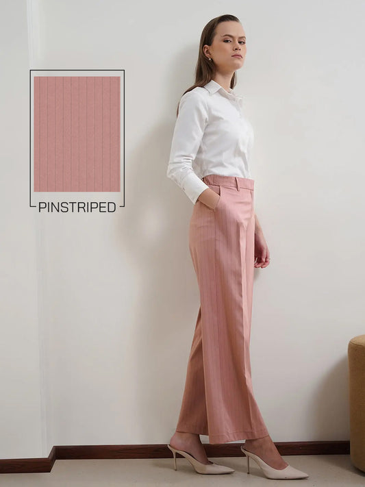 Striped Wide Leg Trousers - Pink