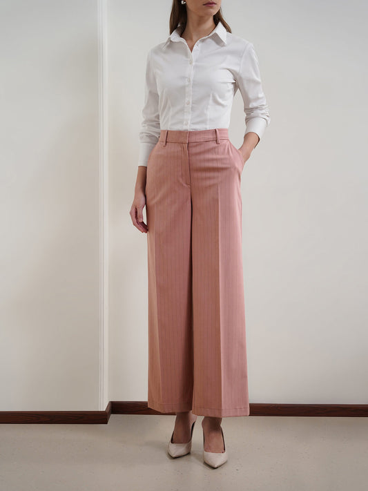 Striped Wide Leg Trousers - Pink