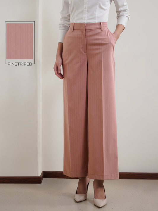 Striped Wide Leg Trousers - Pink