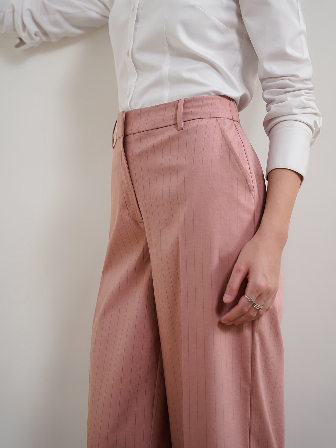 Striped Wide Leg Trousers - Pink