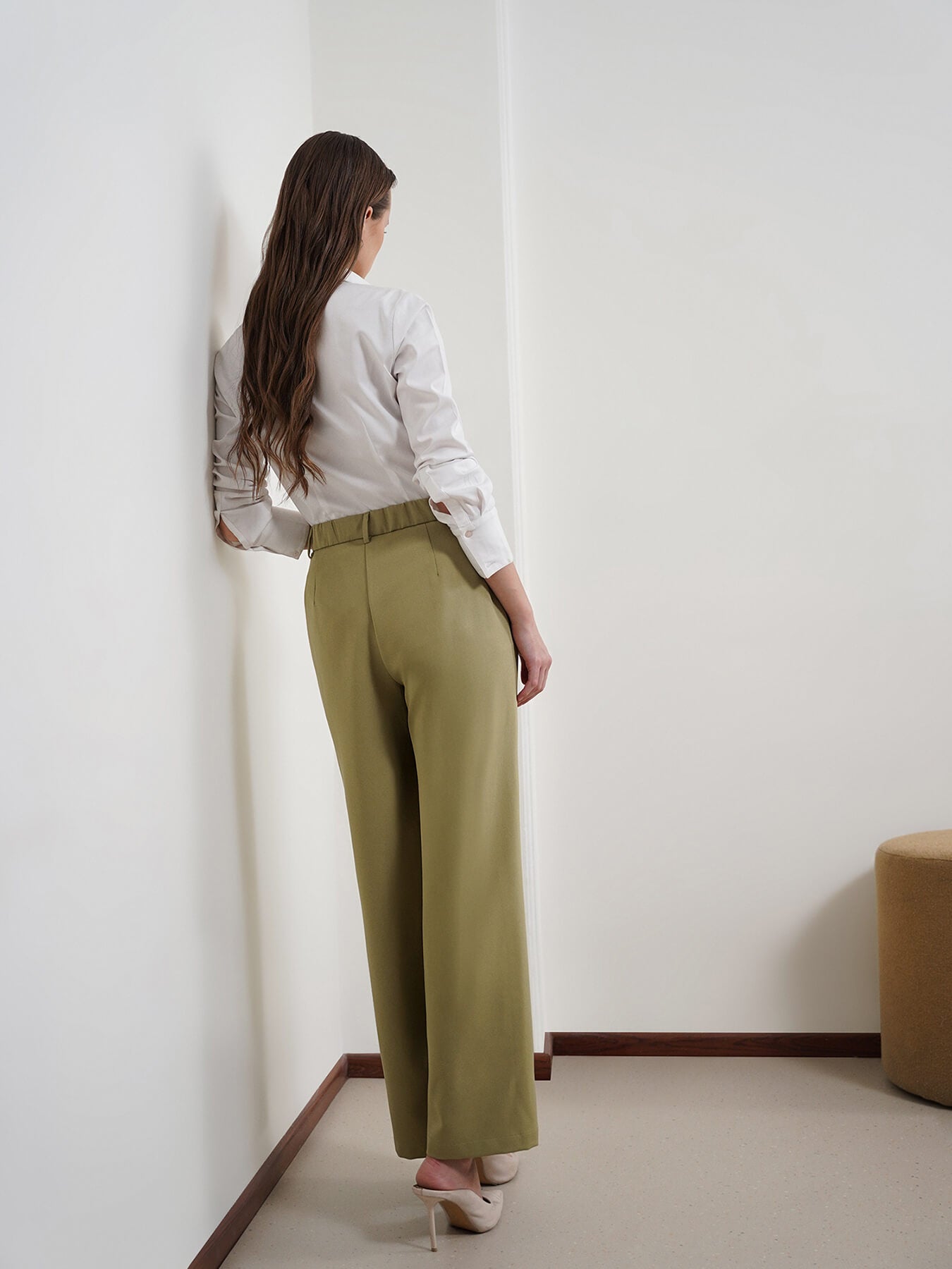 Wide Leg Trousers - Olive