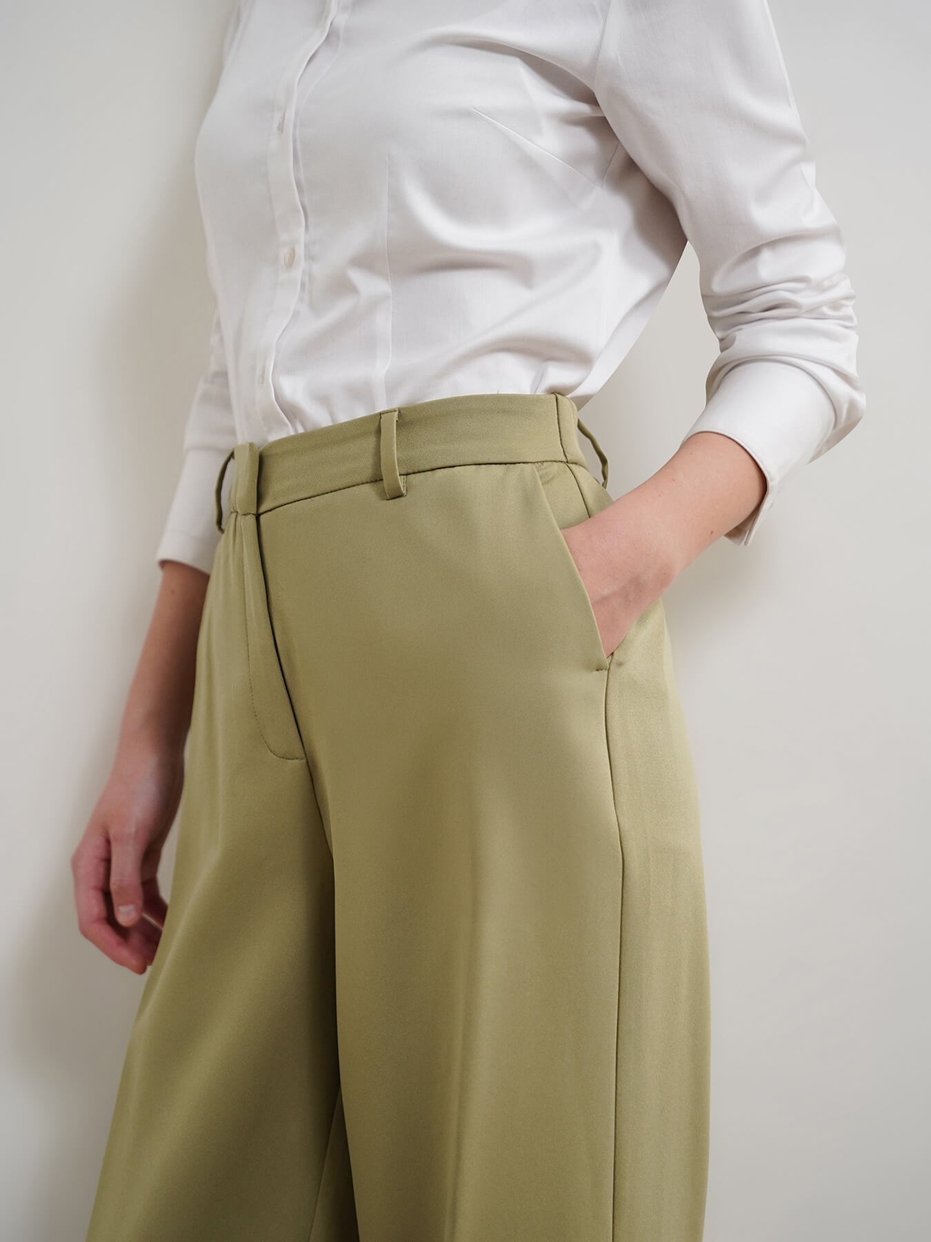 Wide Leg Trousers - Olive