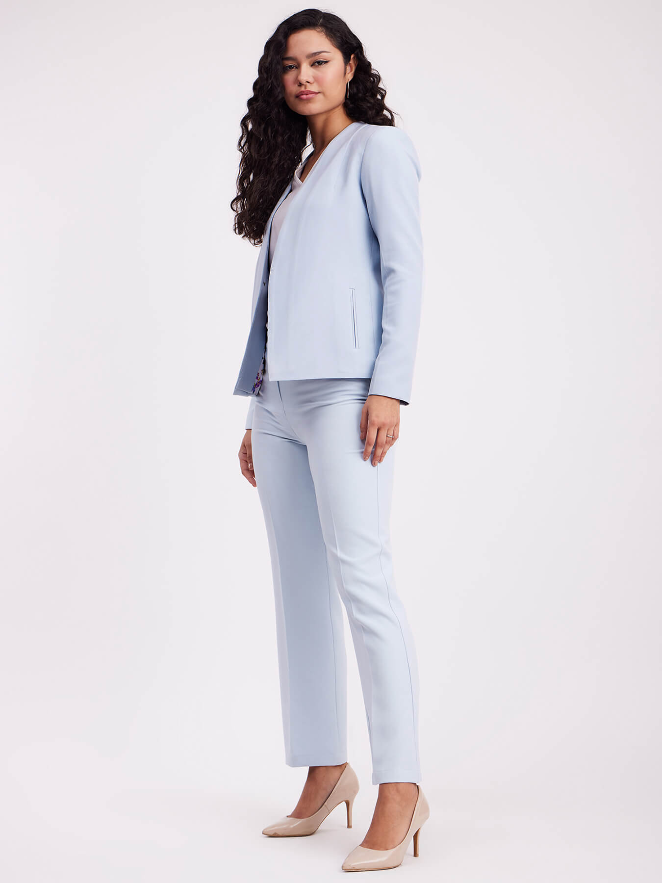 Open Front Blazer - Light Blue