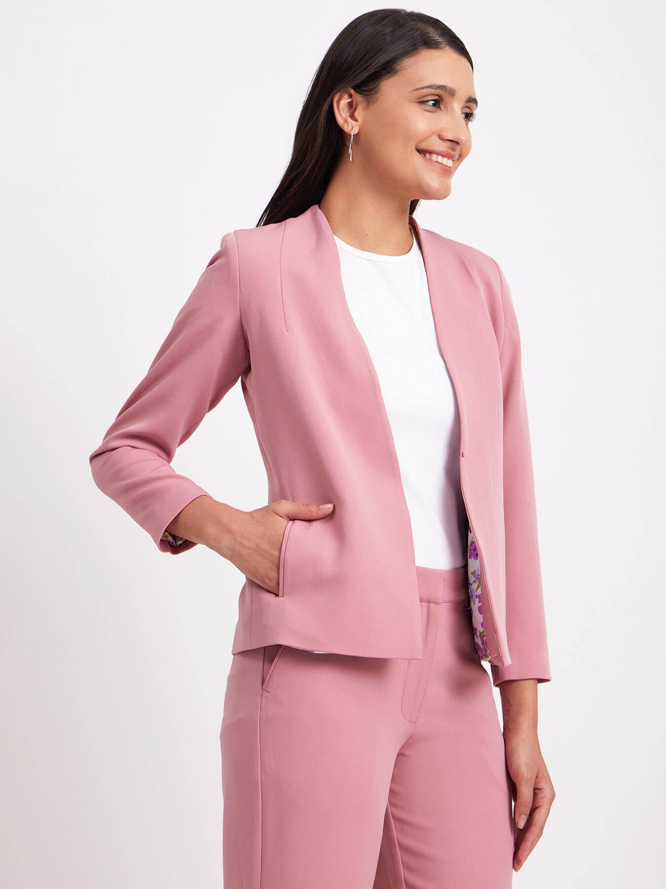 Open Front Blazer - Pink