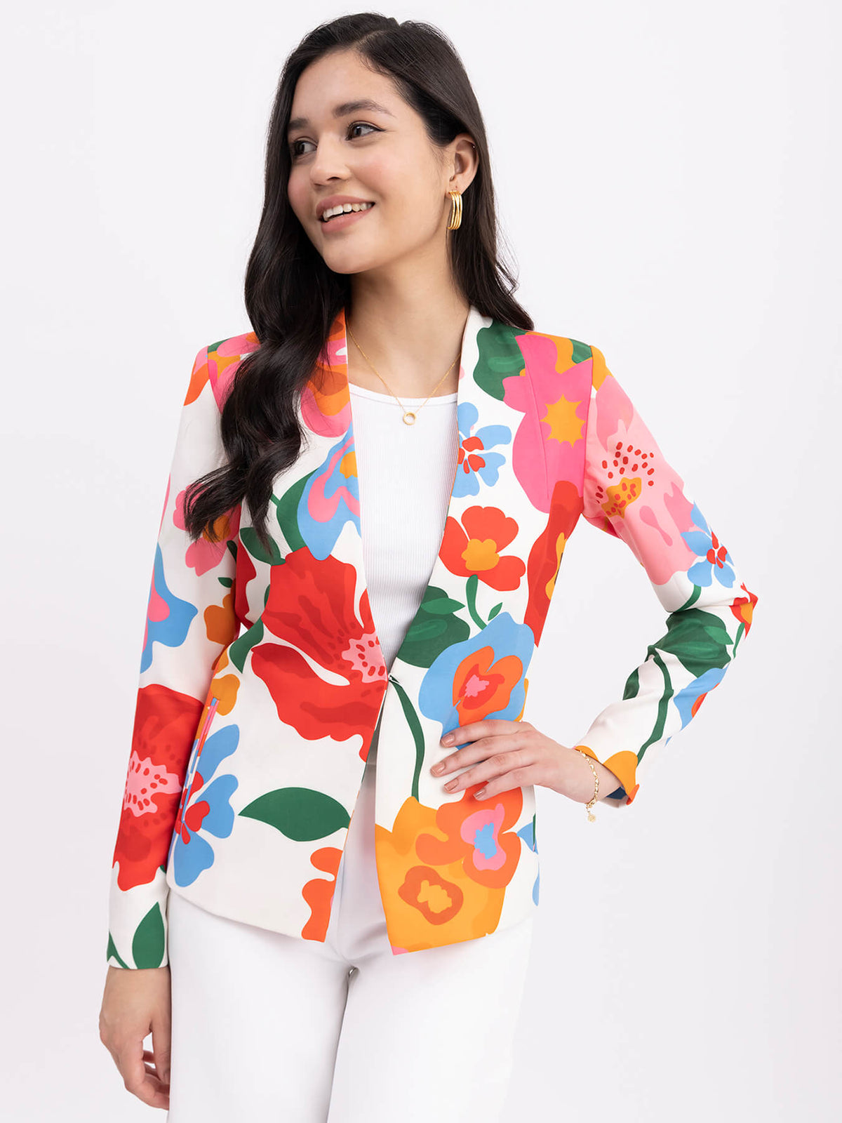 Floral Print Blazer - Multicolour