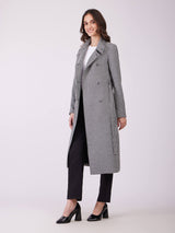 Double Breasted Longline Overcoat - Black