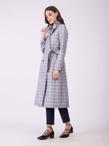 Double Breasted Longline Overcoat - Grey