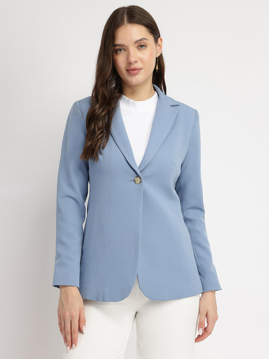 Single Breasted Blazer - Sky Blue