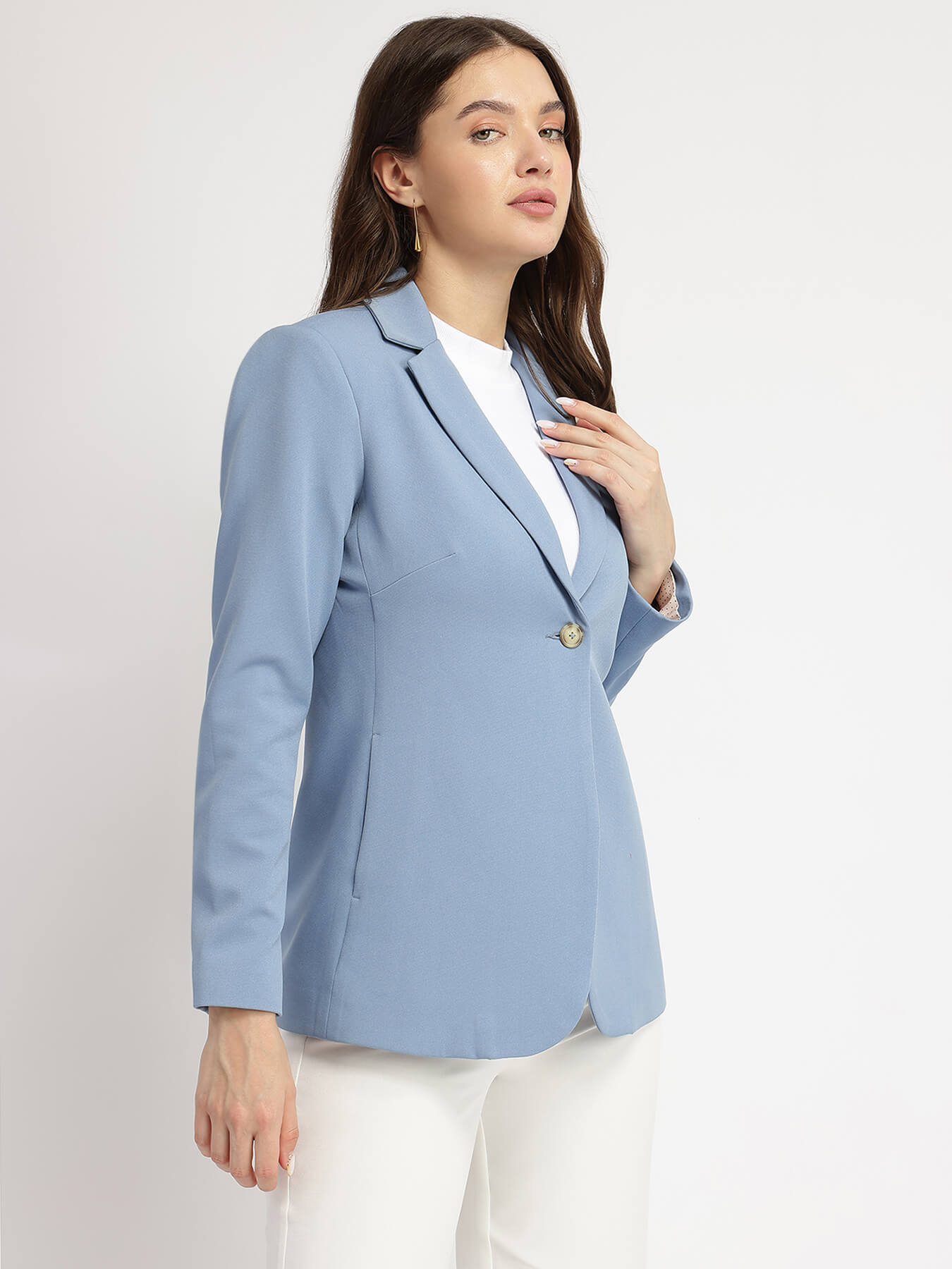 Single Breasted Blazer - Sky Blue
