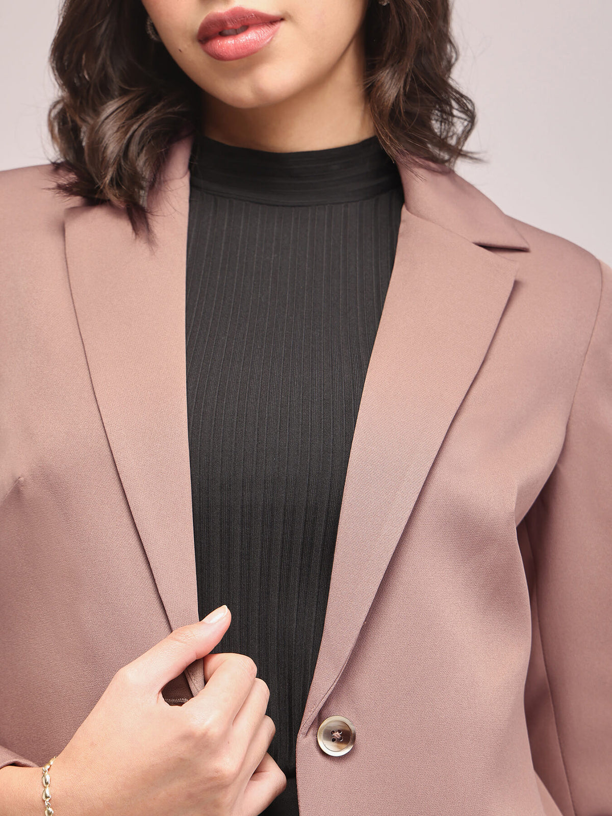 Single Breasted Blazer - Brown