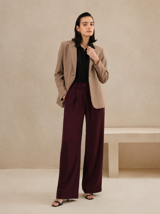 Single Breasted Blazer - Brown