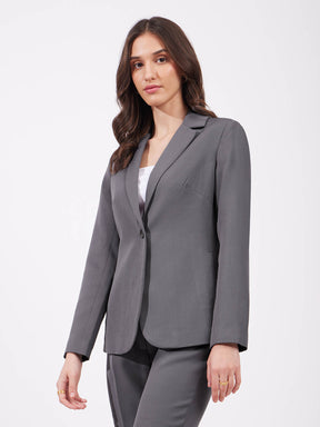 Single Breasted Blazer - Grey