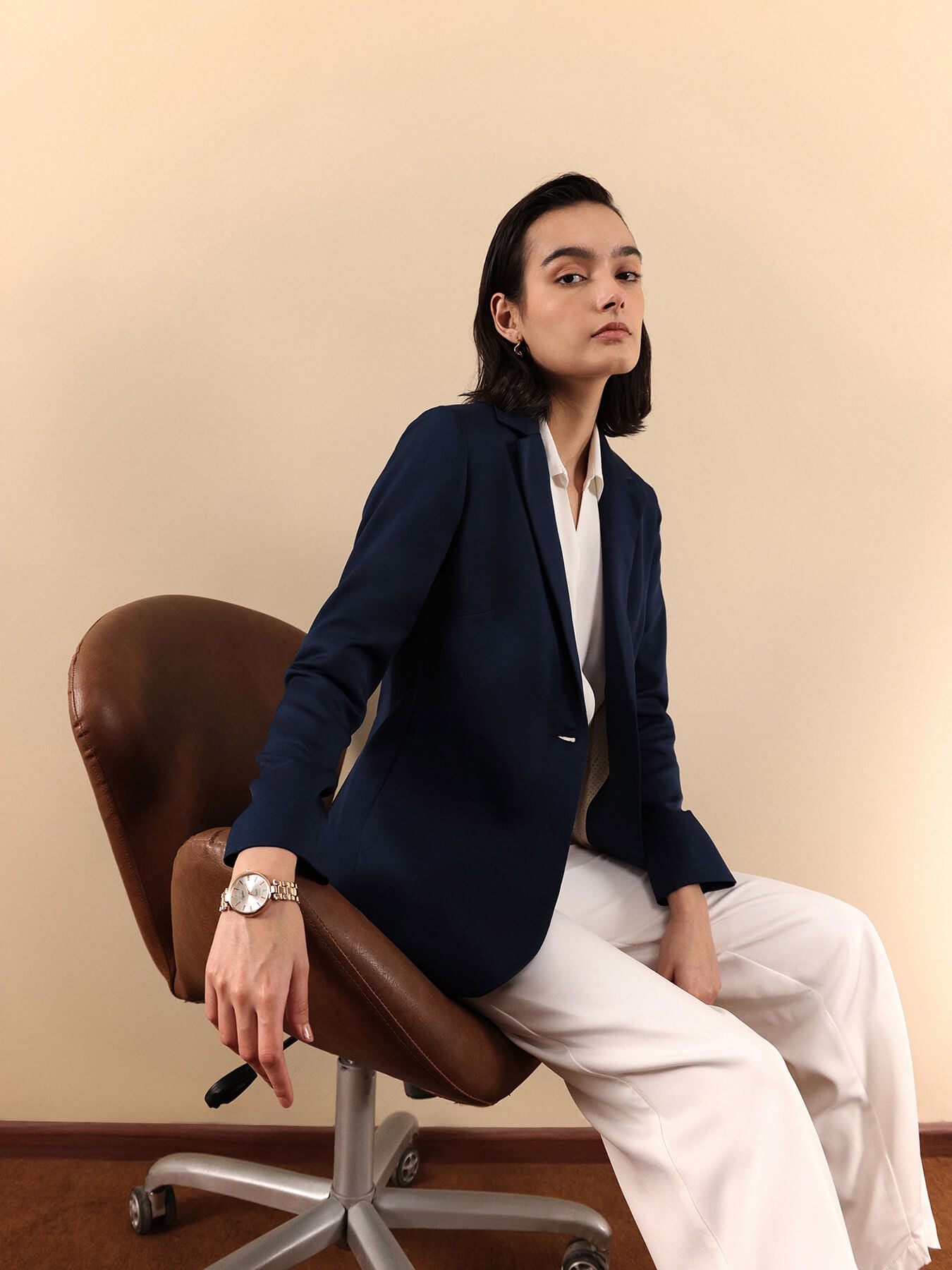 Single Breasted Blazer - Navy