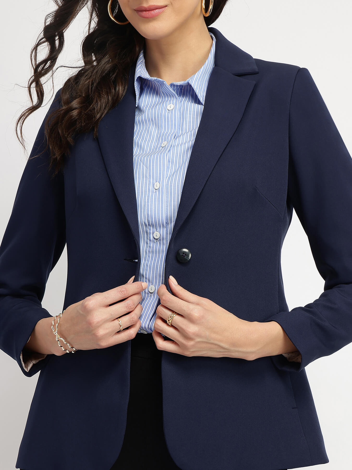 Single Breasted Blazer - Navy