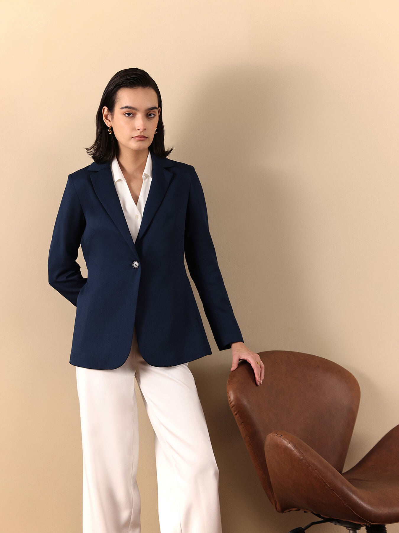 Single Breasted Blazer - Navy