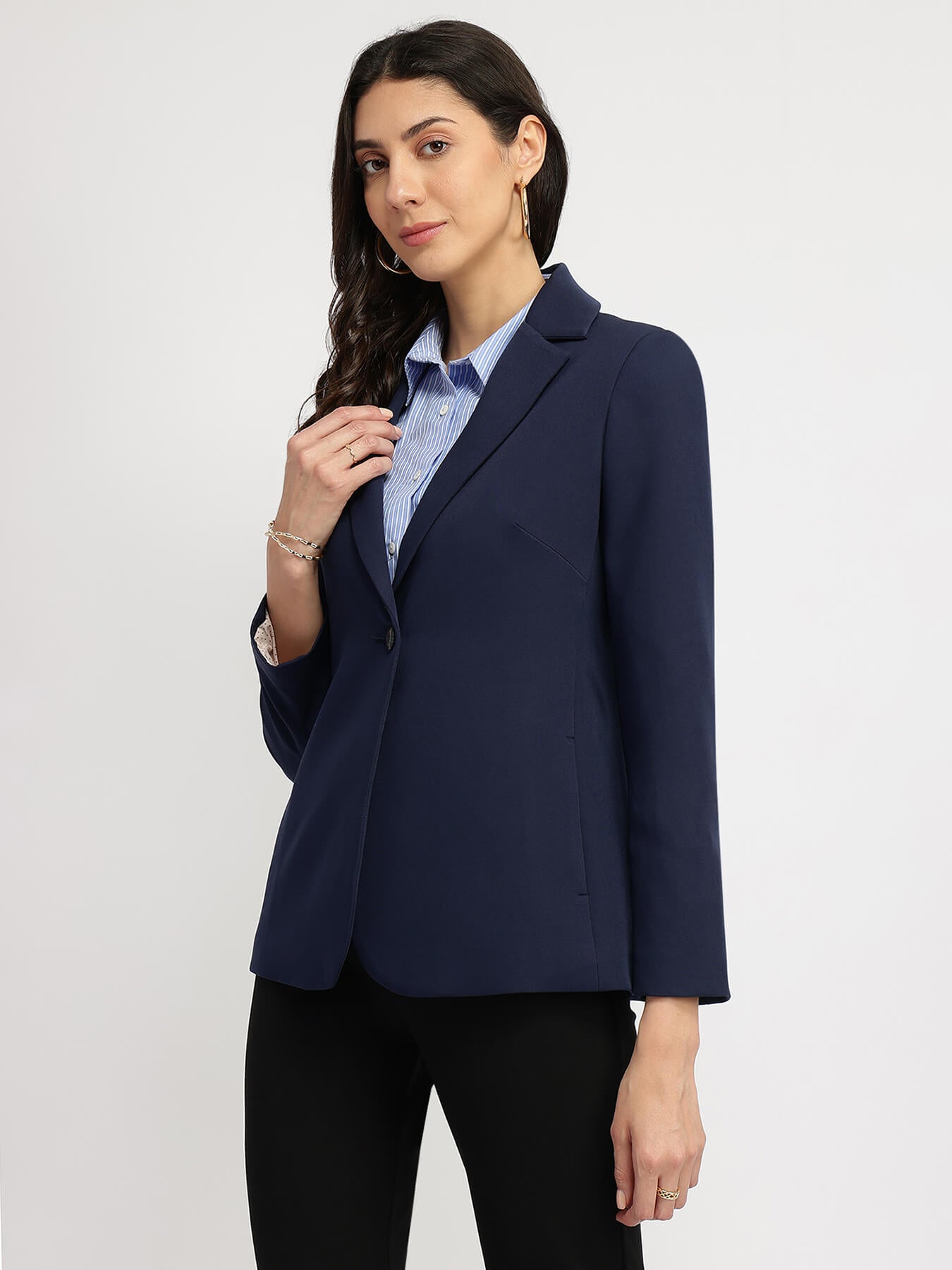 Single Breasted Blazer - Navy