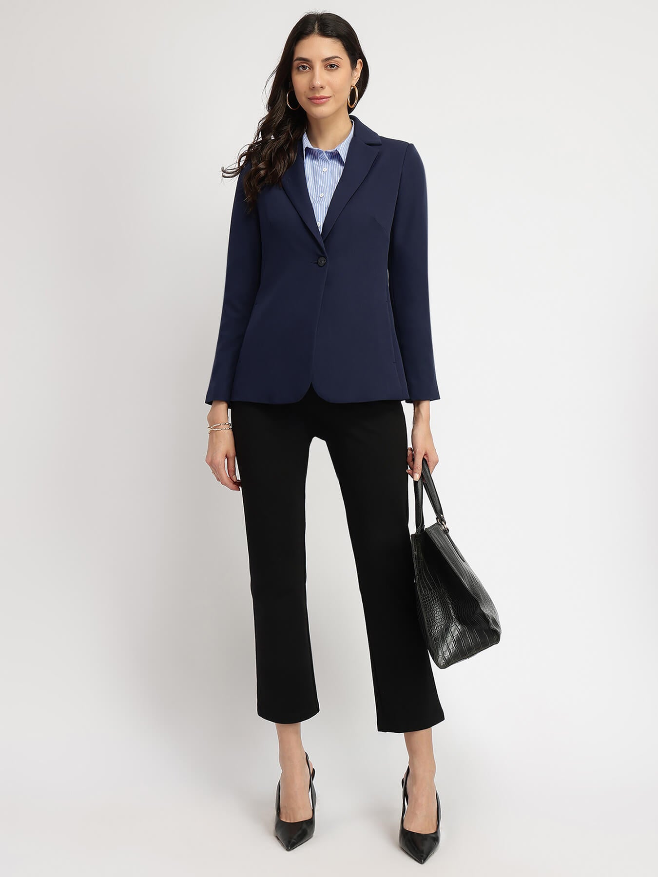 Single Breasted Blazer - Navy