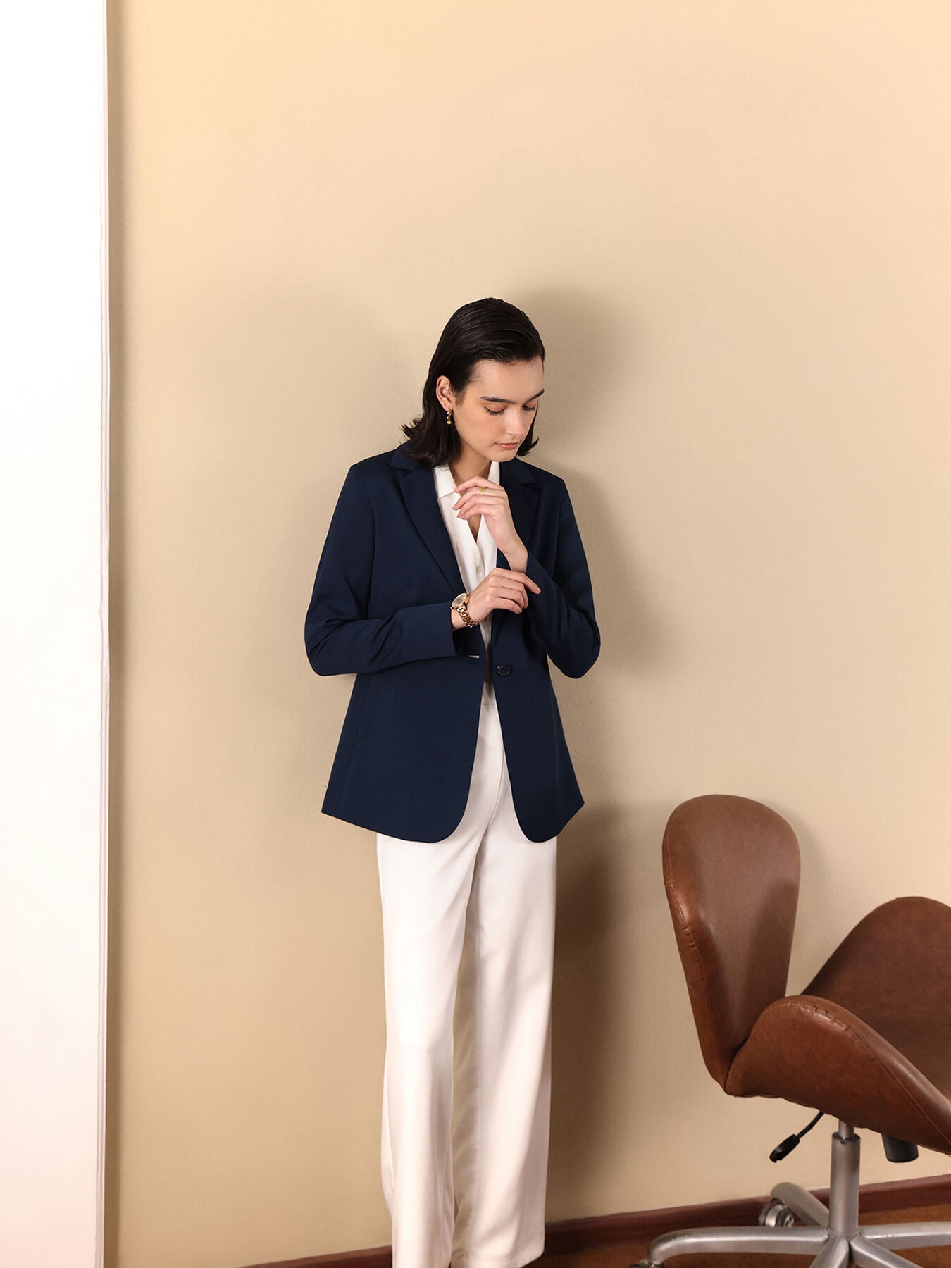 Single Breasted Blazer - Navy