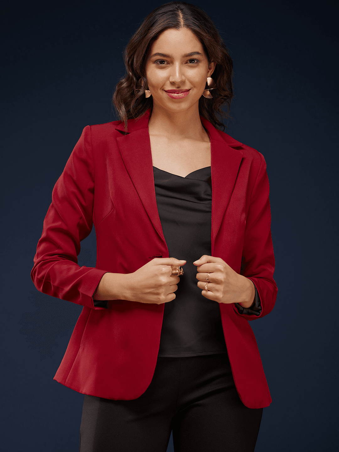 Single Breasted Blazer - Red