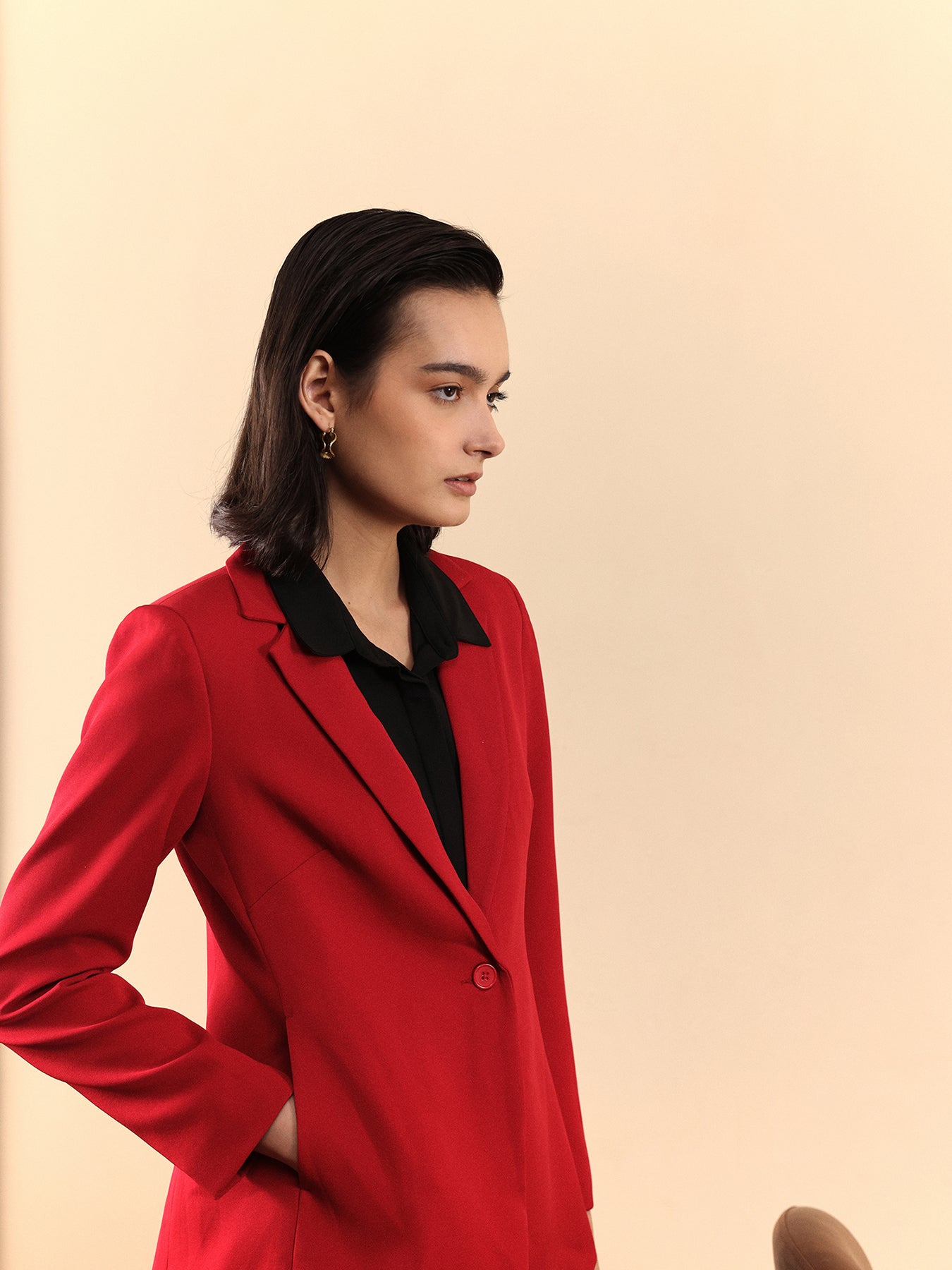 Single Breasted Blazer - Red
