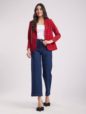 Single Breasted Blazer - Red
