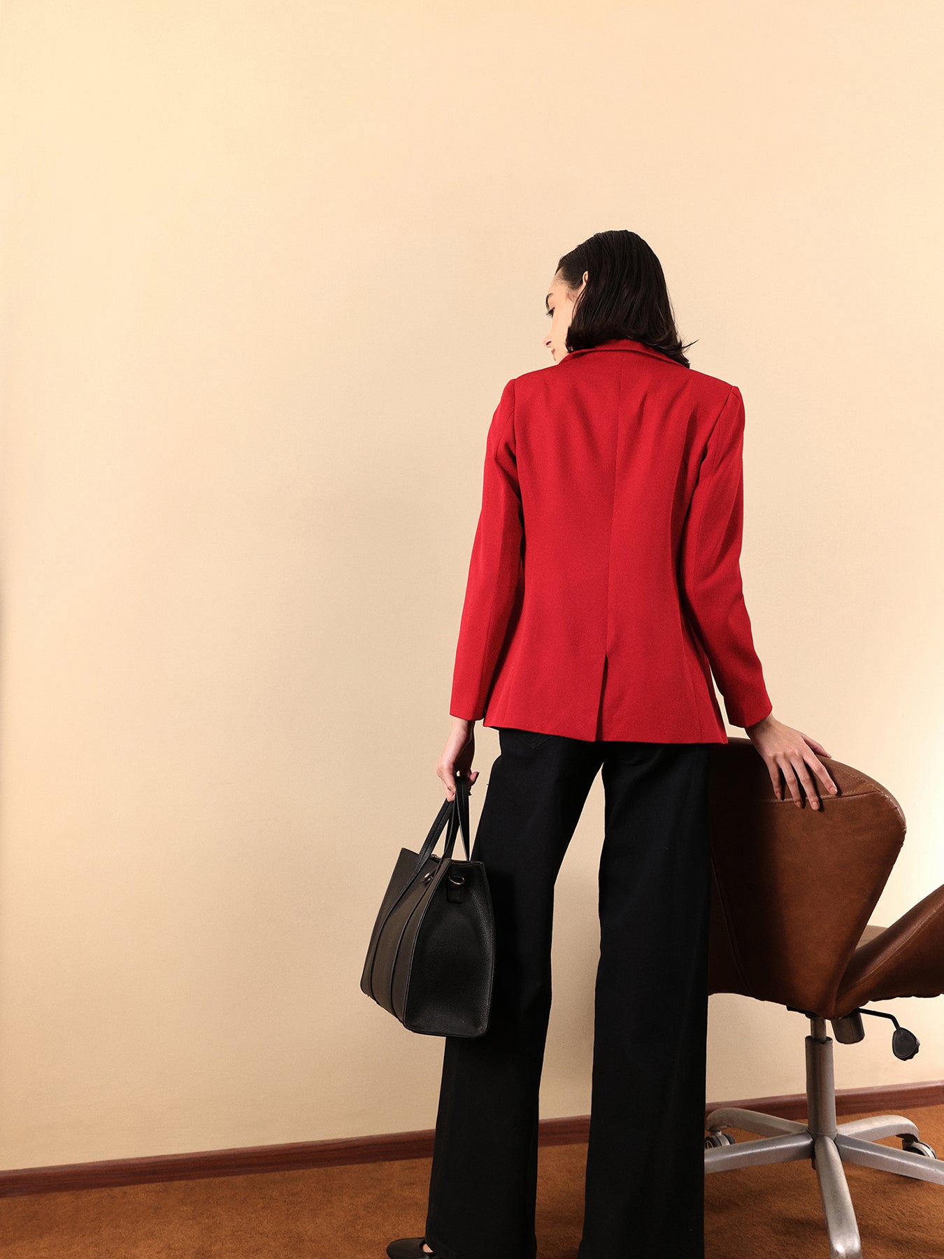 Single Breasted Blazer - Red