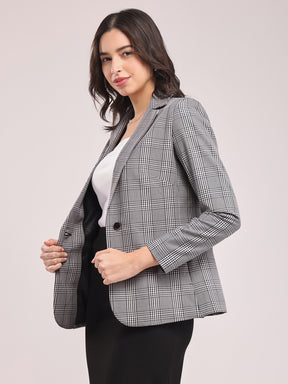 Single Breasted Blazer - Black And White