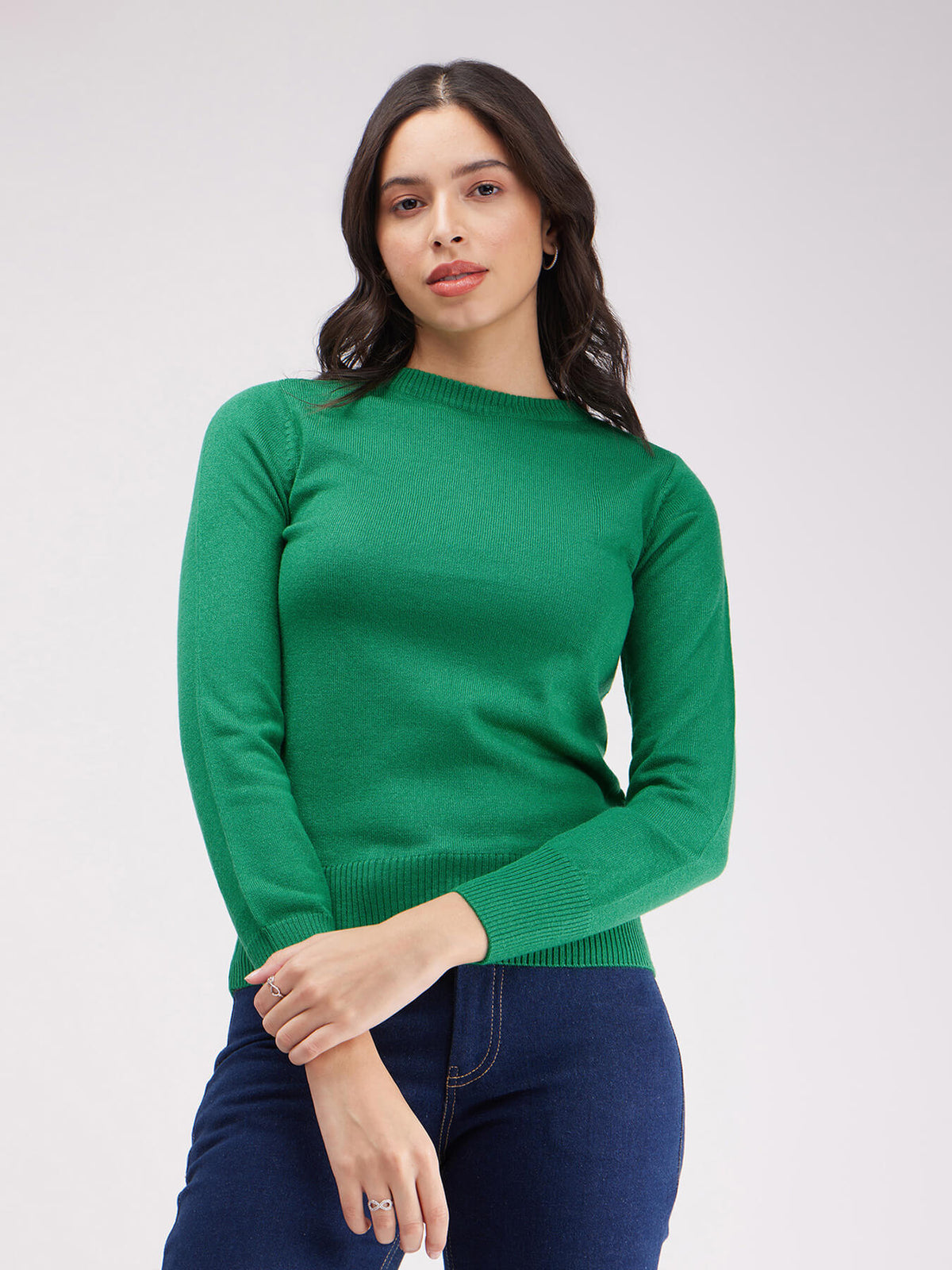 LivSoft Round Neck Sweater - Bottega Green