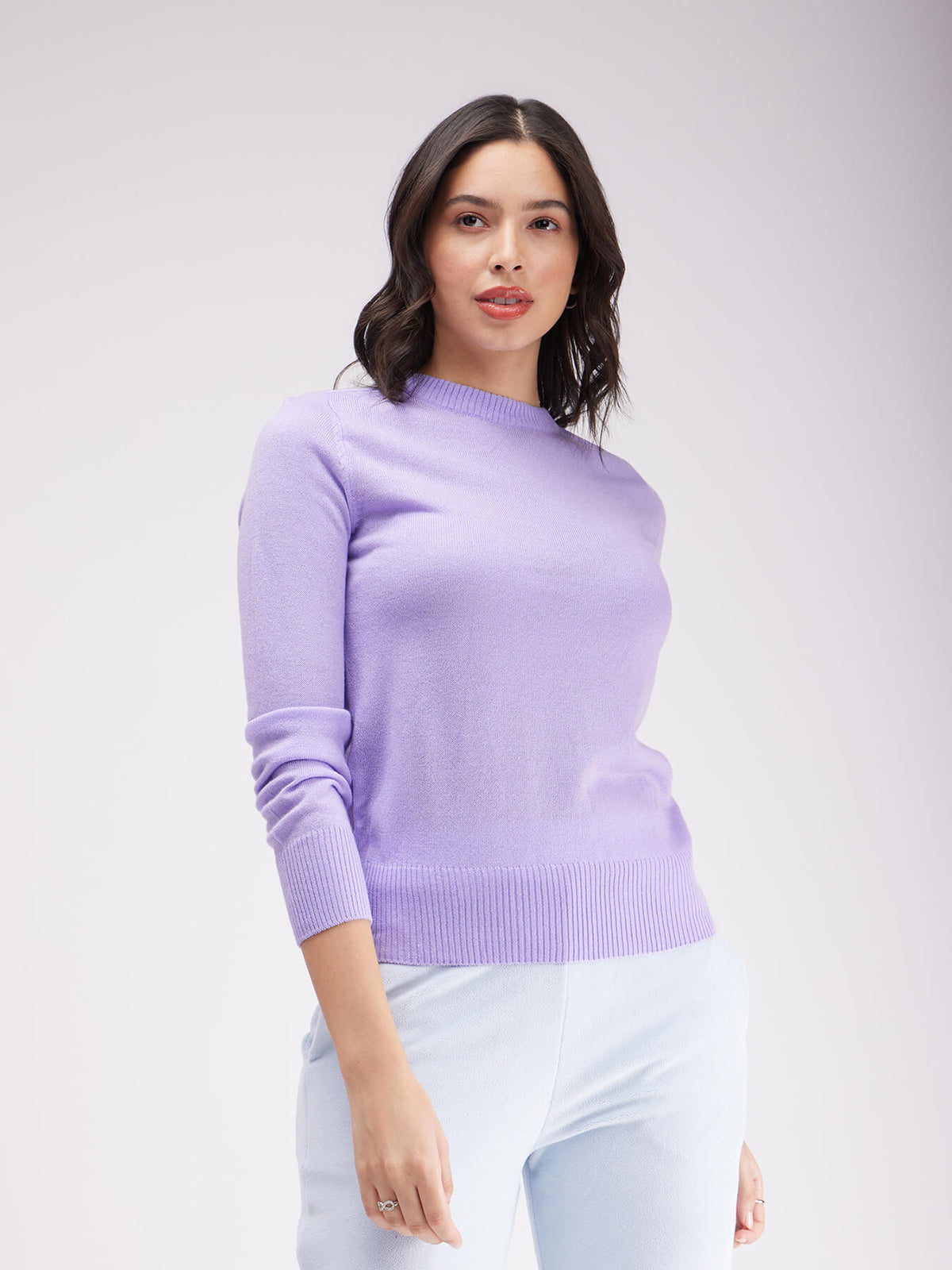 LivSoft Round Neck Sweater - Lilac