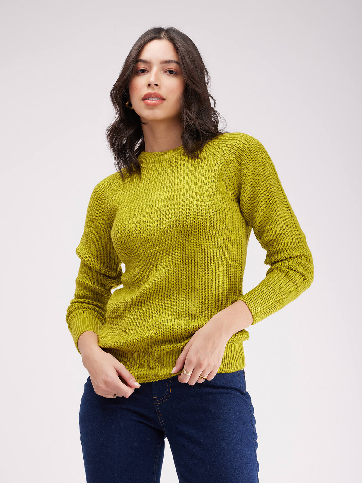 LivSoft Round Neck Sweater - Acid Green