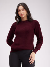 LivSoft Round Neck Sweater - Wine