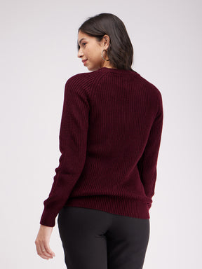 LivSoft Round Neck Sweater - Wine