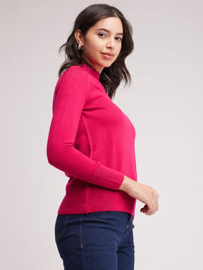 LivSoft Band Neck Sweater - Fuchsia