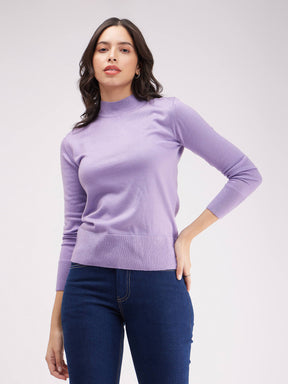 LivSoft Band Neck Sweater - Lilac