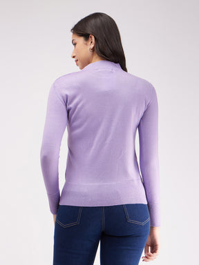 LivSoft Band Neck Sweater - Lilac