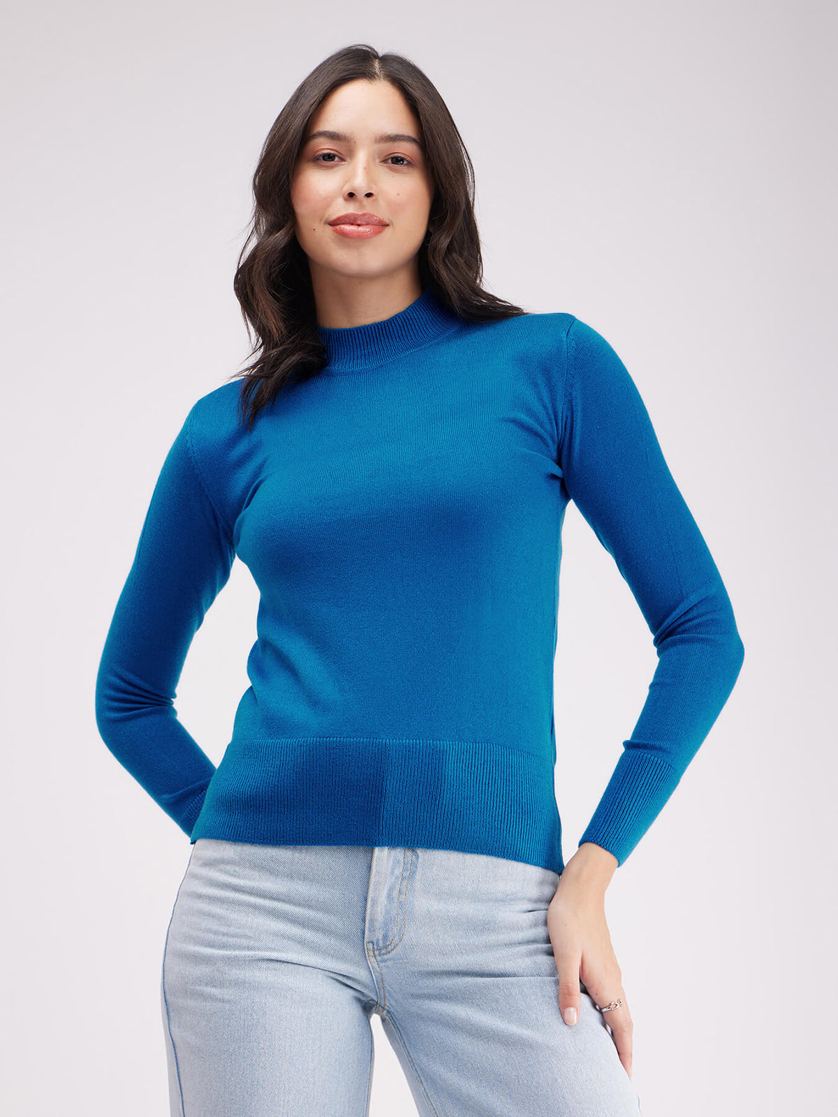 LivSoft Band Neck Sweater - Royal Blue