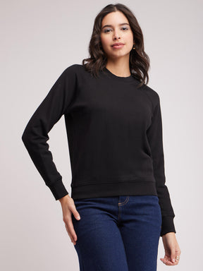 Cotton Roundneck Sweatshirt - Black