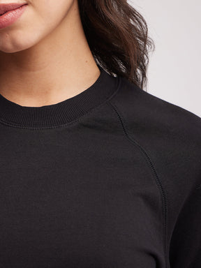 Cotton Roundneck Sweatshirt - Black