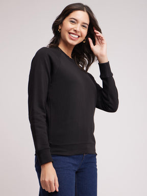 Cotton Roundneck Sweatshirt - Black