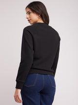 Cotton Roundneck Sweatshirt - Black