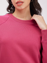 Cotton Roundneck Sweatshirt - Fuchsia