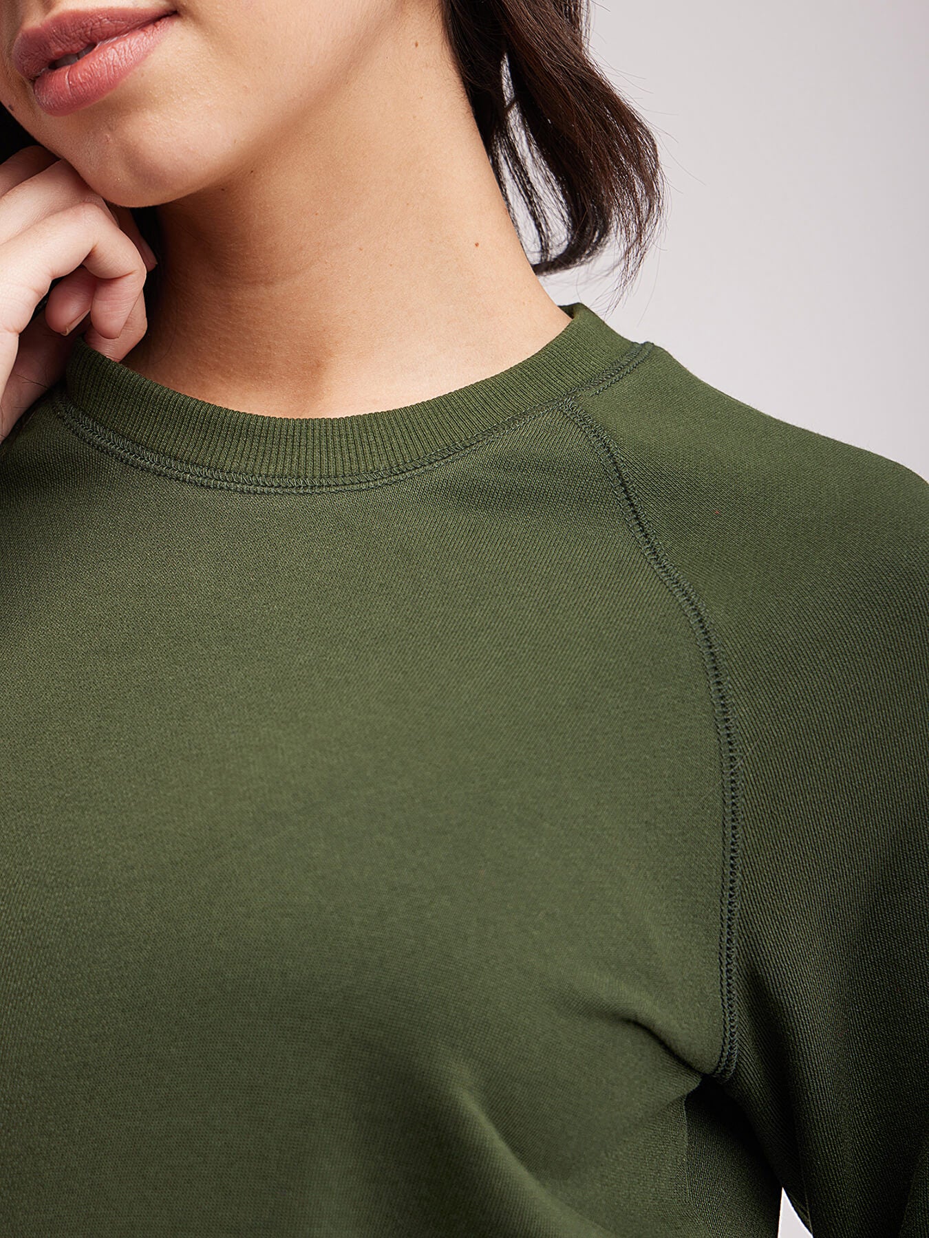Cotton Roundneck Sweatshirt - Olive
