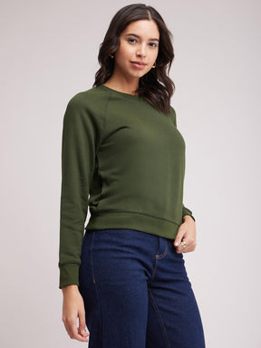 Cotton Roundneck Sweatshirt - Olive