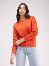 Raglan Sleeves Regular Fit Sweatshirt - Orange